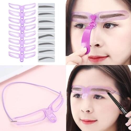 8 in 1 Handheld Eyebrow Shaper Set Eyebrow Grooming Natural Shaping Stencil Kit Brow DIY Template For New Users Makeup Tools
