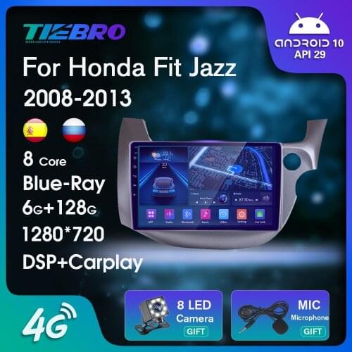 2DIN Blu-ray IPS Screen Car Radio For Honda Fit Jazz RHD 2008-2013 GPS Navigation Android10 Auto Radio Bluetooth Player Carplay