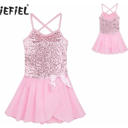 Girls Ballet Dance Leotards Dress Sequined Fairy Gymnastics Leotard Ballet Tutu Dress Ballerina Girls Party Costume Ballet Dress