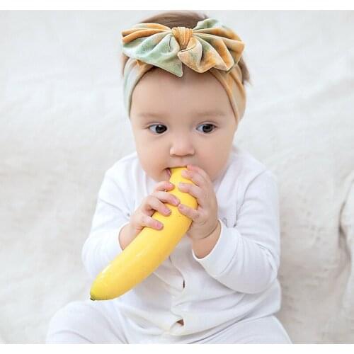 Velvet Baby Headband Girls Big Bows Headwrap Tie Dye Infant Winter Turban Wide Newborn Ear Warmer Hairbands Soft Head Band