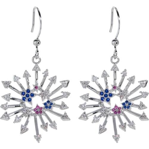 Euro-American Fashionable Radioactive Pentagon Zircon Earrings Suitable for Women/Girls Wedding Party Outing Jewelry Earrings