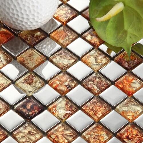 Electroplated Silver Shiny Golden Glass Mosaic Tile for Kitchen Backsplash Showroom Salon Bathroom Wall tiles Wallpaper