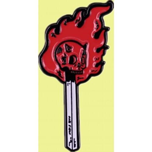 Burning Match Stick Death Eater Wand Skull Flame Fire Artwork enamel pin brooch