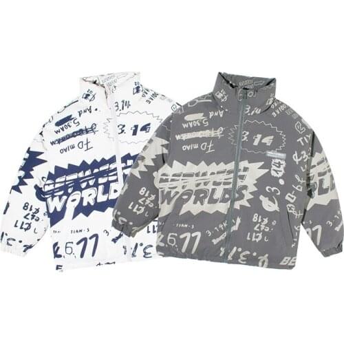 Cotton mens 2020 womens fashion winter cotton-padded jacket letter printing collar tide brand cotton jacket mens jacket tide