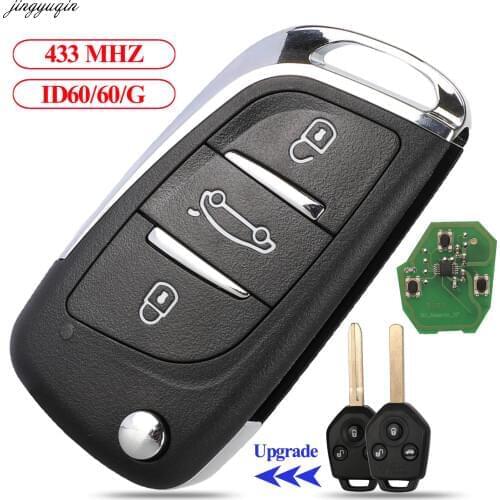 Jingyuqin Remote Control Car Key 433MHz 4D62 ID60 G Chip For Subaru Forester OutBack XV Origianl/Upgraded Flip Folding Fob