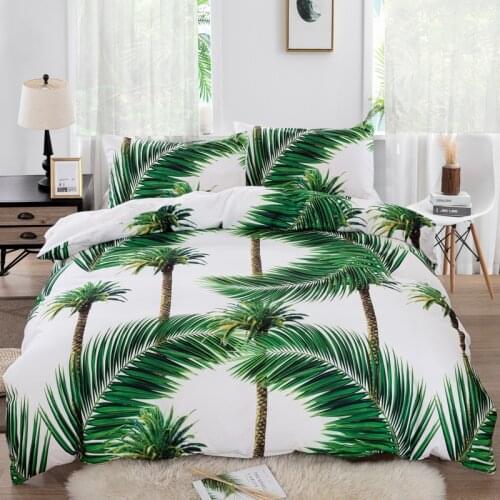 2/3 Pieces Tropical Coconut Bedding Set Tropical Wind Style Duvet Cover Kids Quilt Bedspread 3D Printed Soft Cover Bed Sets