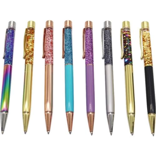 Creatively 1.0mm Luxury Ballpoint flow oil crystal Gold foil Metal Copper colorful high-grade gold powder quicksand pen