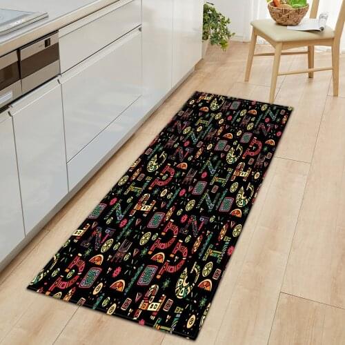 Kitchen Rug Bedroom Bedside Carpets Home Entrance Doormat Printed Pattern Hallway Balcony Bathroom Antiskid Washable Floor Mat