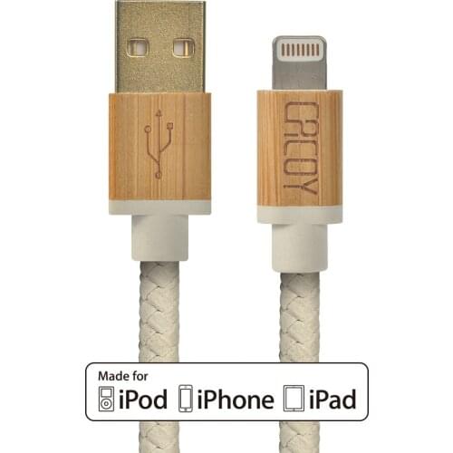 MFi Certified 60cm USB Leather Braided Cable with Wooden Housing for iPhone XS Max XR X 8 Plus 7 Plus 6s Plus 5s iPad Pro(White)