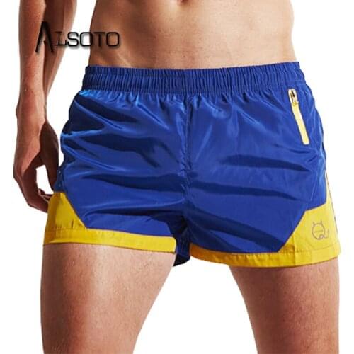 ALSOTO Summer Men Quick Dry Beach shorts Sexy Surf Board Solid Color Sports Shorts Pocket Comfortable Breathable pants
