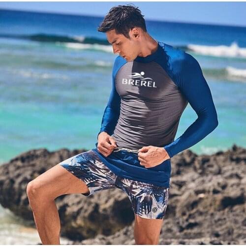 Mens Swimsuit Suit Long-sleeved Swimsuit Diving Suit Sunscreen Jellyfish Suit Trousers Split Surf Suit Snorkeling Beach Wear