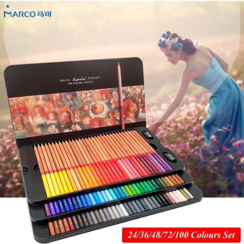 Marco Renoir 24/36/48/72/100 Artists Colour Set Colored pencils lapis de cor Professional Drawing Color Pencils for Drawing