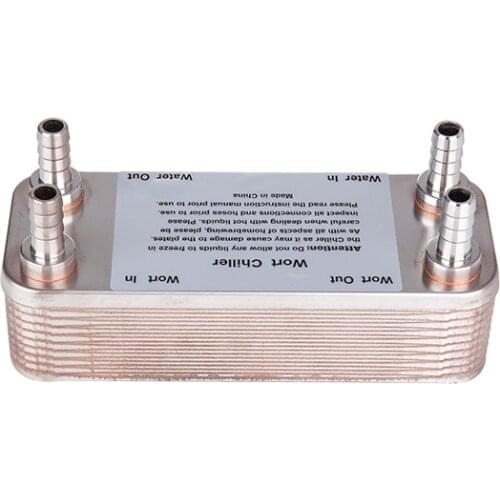 Homebrew beer 20 Plates Wort Chiller,Plate heat exchanger,Stainless Steel 304, Brewing Chiller, 1/2" barb