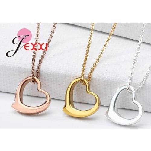 Real 925 Sterling Silver Necklace Fine Jewelry Hollow Heart Pendant Necklace Cute Collier Femme Gifts Wedding Party