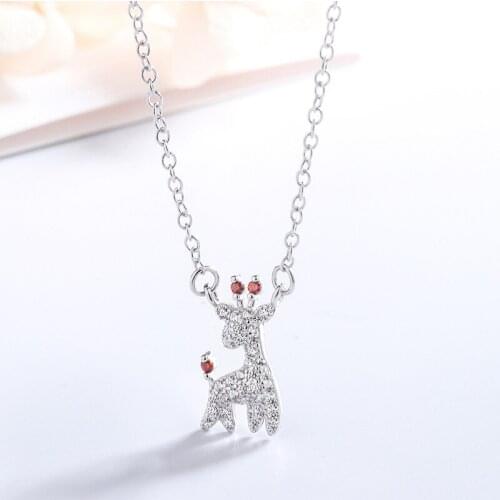 LKE8 Cute Animal Pendant Necklace for Women Silver 925 Sterling Jewelry Silver Necklace