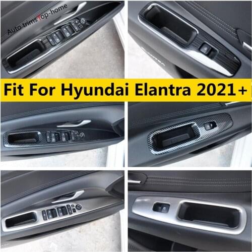 Yimaautotrims Door Armrest Window Lift Button control Panel Stainless Steel / ABS Cover Trim Interior For Hyundai Elantra 2021