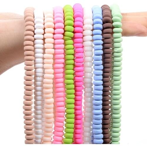 6mm 110pcs Flat Round Abacus Shape Matte Polymer Clay Beads Loose Spacer Beads for Jewelry Making Needlework Bracelets Necklace