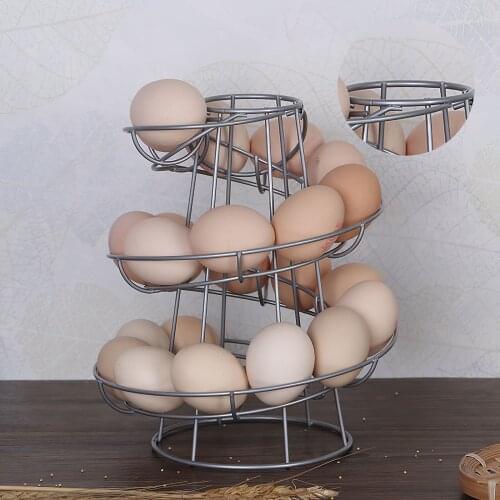 Silver Egg Holder Stand Spiraling Dispenser Egg Storage Rack Organizer For Home Kitchen