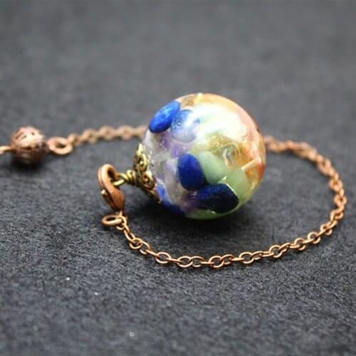 1Pc Natural Retro Energy Pendant Ball Orgone Pendulum Natural Crystal Quartz Stones 7 Chakra Reiki Healing Jewelry Charms Hange