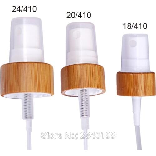 20pcs/lot Empty DIY Bamboo Cosmetic Spray Pump, Plastic Cosmetic Toner Pump, Top Quality Bamboo Wooden Spray Nozzle