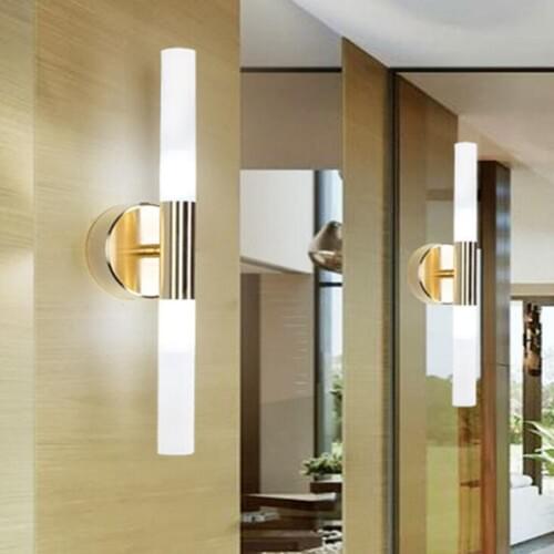Modern wall lamp Simple golden creative personality aisle lamp Double-headed long bedroom bedside lamp led lighting fixture led