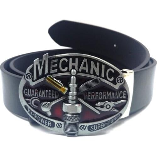 T-Disom Zinc Alloy Mechanic belt buckles With 130cm Black belt Dropship Belt For Mens Accessories Western belts with buckles