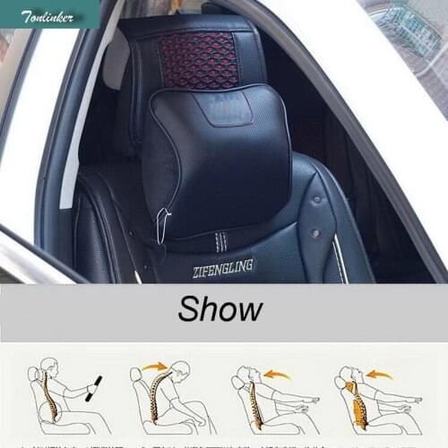 Tonlinker 1 Pcs Car Styling PU Leather car seat Memory cotton Automotive headrest Cover Case For VW SUBARU AUDI BMW BENZ FORD