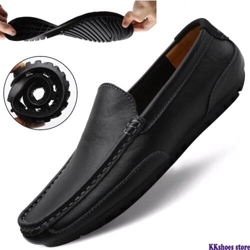 Leather Men Shoes Luxury Trendy 2020 Casual Slip on Formal Loafers Men Moccasins Italian Black Male Driving Shoes Sneakers