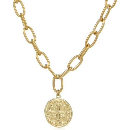 Vintage Stainless Steel Cross Pendant Necklace for Women The Crusaders Chains Choker Collier Femme Birthday Jewelry Gift 2021