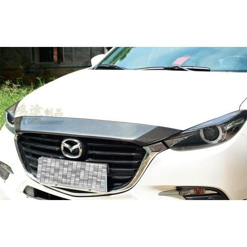 High quality real carbon fiber Car hood decorative strip panel For 2017-2019 Mazda 3 AXELA