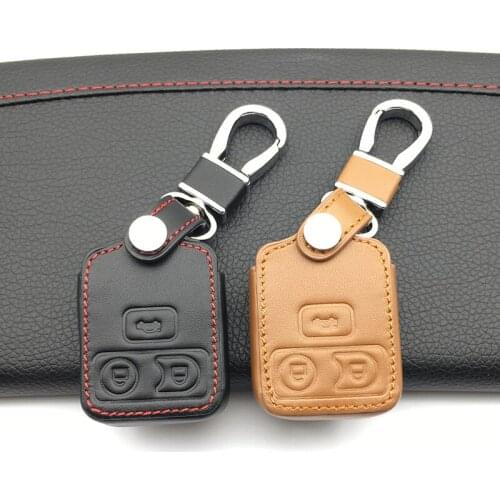 High quality 100% genuine leather car key cover remote control for Ford 3 buttons car smart key case auto accessories