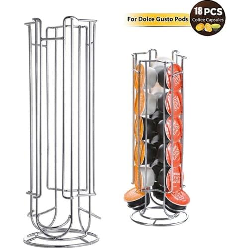 High Quanlity Metal Coffee Pods Holder Iron Chrome Plating Stand Coffee Capsule Storage Rack for 18pcs Dolce Gusto Capsule