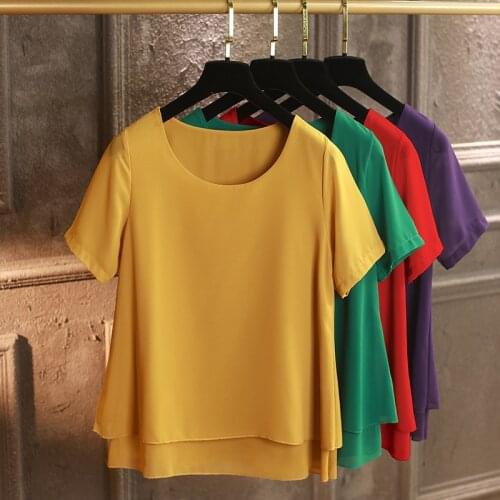 Plus size Women O Neck Chiffon Blouses Summer Korean Short sleeve office lady Shirt Casual Tops blusas mujer de moda 6XL 7XL 8XL