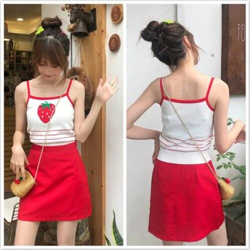 Cool Fruit Printing Womens Sleeveless Singlet Knitted Tank Top