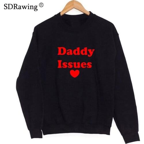 Funny Daddy Issues red Letters Print Women Sweatshirts Casual Hoody For Lady Funny Hipster Street