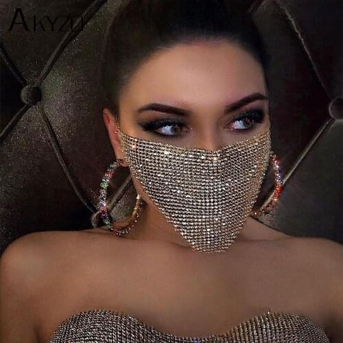 2020 NEW Crystal Masquerade Face Jewelry Women Party Accessories Fashion Fishing Net Metal Rhinestone Sequined Veil Body Jewel
