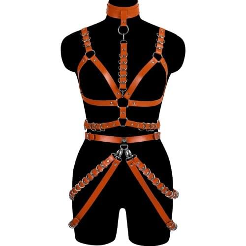 Punk Garment Hanging Neck Collar Accessories Harness For Woman Leather Belt Female Harajuku Holographic Clothes Goth Lingerie