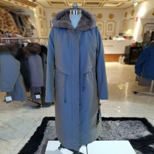 2020 new raccoon fur collar Mid-length Removable cotton lining Send to overcome female Overcoat Ladies jacket SF19255-1