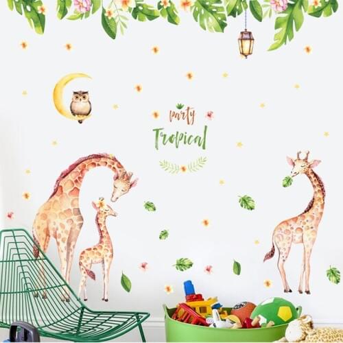 Giraffe Animal Kids Nursery Wall Stickers Poster Children Home Decor PVC Mural Cartoon Wall Decal Adesivo De Parede infantil