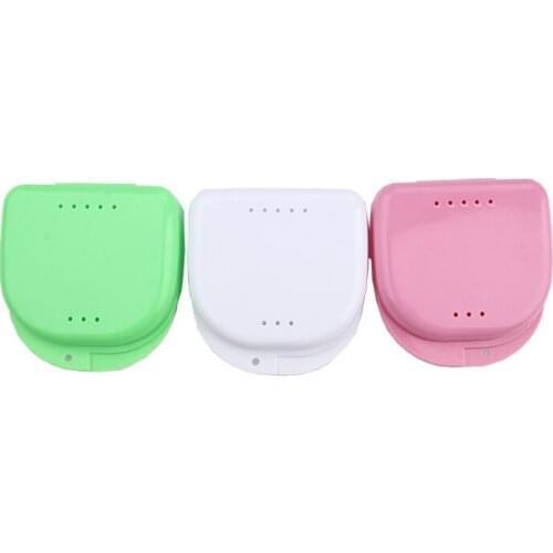 1 Box 5 Colors Denture Bath Box Case Dental False Teeth Appliance Container Dentures Care Tool Dental Storage Box