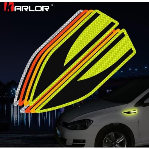 1 Pair Reflective Strips Security Car Stickers Warning Tape Safety Night Luminous Decoration For Car Waist Auto Car Accessories