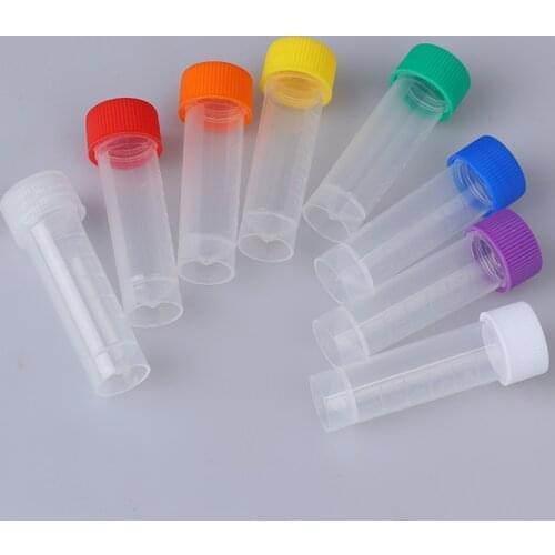 10-50pcs 5ml Plastic Test Tubes Vial Screw Seal Cap Pack Container