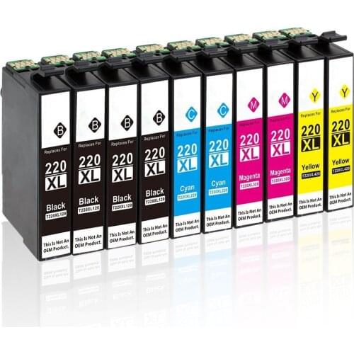 10 Pack Compatible Epson T220 XL Ink cartridge For Epson WorkForce WF 2650 WF-2630 WF-2660 WF-2750 WF-2760 XP-320 XP-420 XP-424