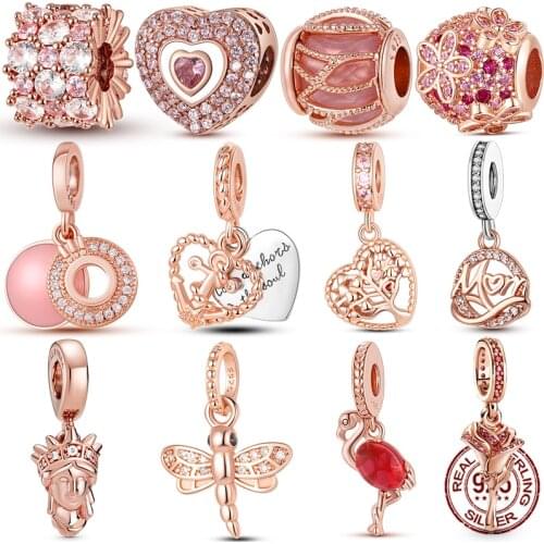 CODEDOG spacking daisy charms 100% 925 Sterling silver pink flowers beads fit original Pan bracelets Silver 925 Jewelry