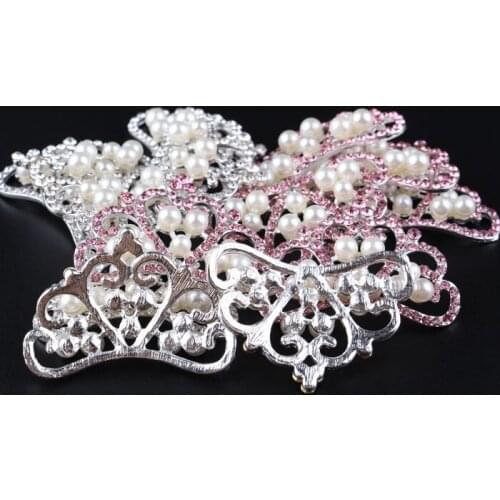 120pcs/lot) DIY Wedding Dress Accessories Bling Pearl Crown Rhinestone Button Artificial Flatback Crystal Pearl Button