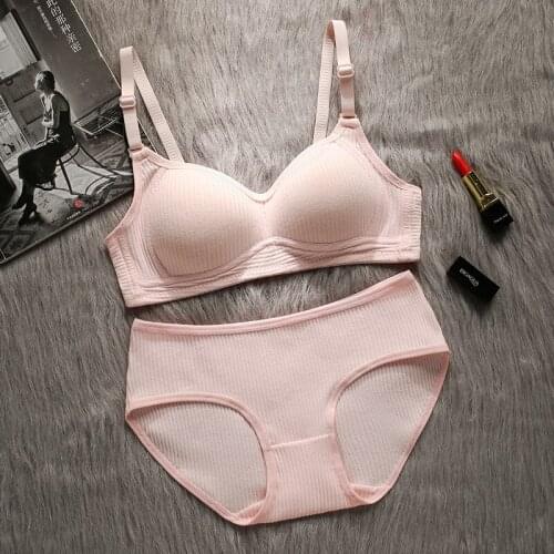 1837 Summer New Thread No Steel Ring Underwear Set Ladies Thin Cotton Bra Sports Bra Panties Comfortable Seamless Underwear