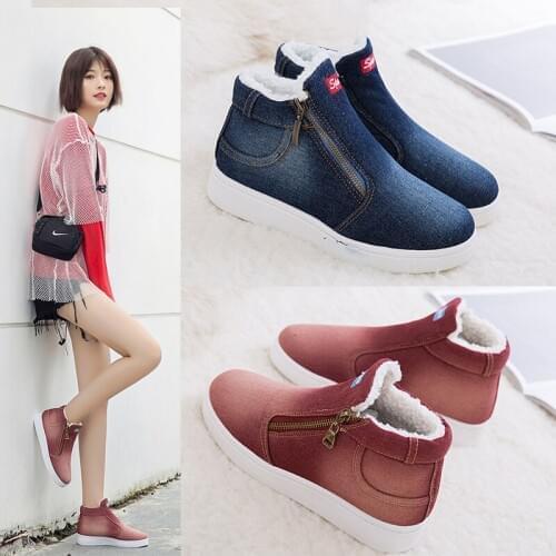 2020 Winter Platform Boots Women Boots Canvas Super Warm Winter Casual Shoes Women Cowboy Ankle Boots Snow Zapatos De Mujer