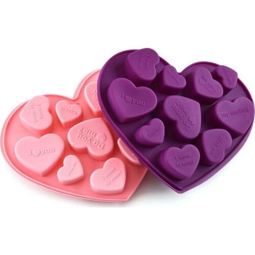 2020 English Love heart shape Silicone Molds for diy Candy Chocolate Soap Moulds Fondant Cake Decorating Tools Kitchen Bakeware