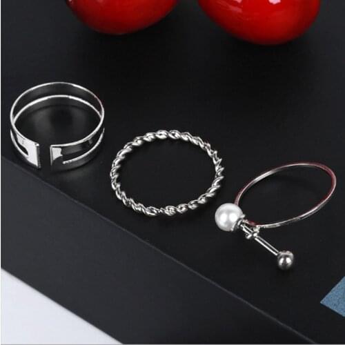 3pcs/set Kpop Star Style Matches Rings for Women Minimalistic Geometry Ring Jewelry