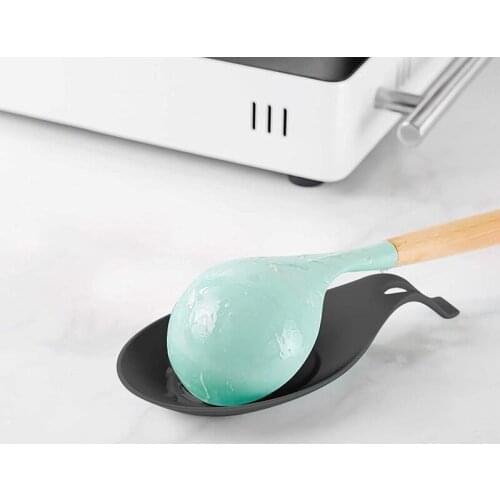 4Pcs Silicone Spoon Rest for Kitchen Heat Resistant Spoon Holder Laddle Holder for Kitchen (Black)-ABUX